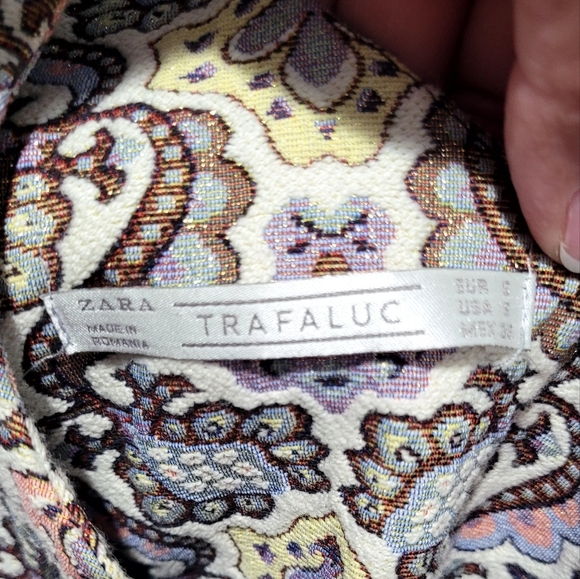 Zara Trafaluc Metallic Jacquard Racer Back Dress Size Small - Picture 2 of 9